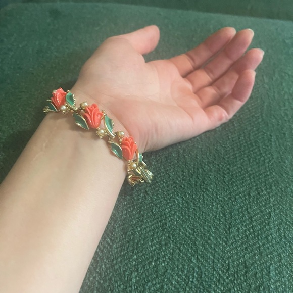 Enamel Rose Bracelet with Gold Accents - Picture 2 of 9